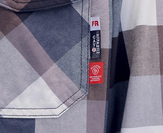 BOCOMAL FR Shirts Flame Resistant 100% C NFPA2112 7.5oz Men's Fire Retardant Welding Shirt