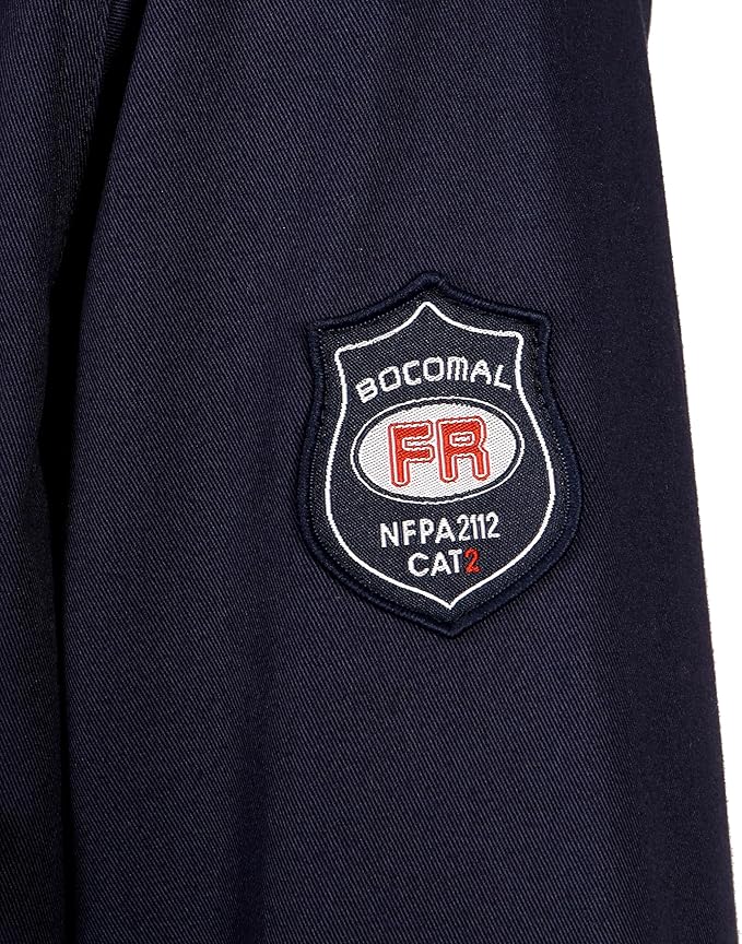 BOCOMAL FR Shirts Flame Resistant 100% C NFPA2112 7.5oz Men's Fire Retardant Welding Shirt