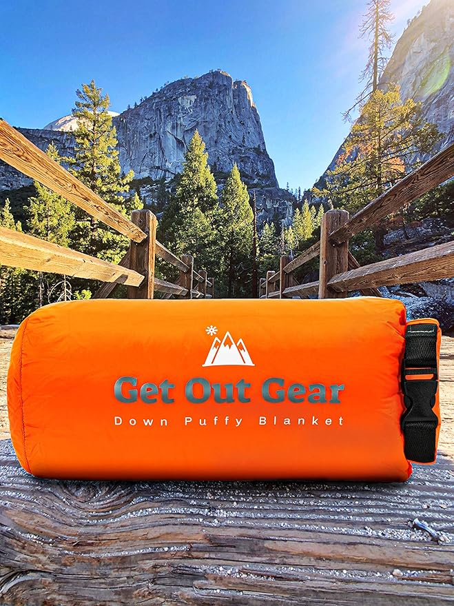 Down Camping Blanket - Puffy, Packable, Lightweight and Warm | Ideal for Outdoors, Travel, Stadium, Festivals, Beach, Hammock | 650 Fill Power Water-Resistant Backpacking Quilt