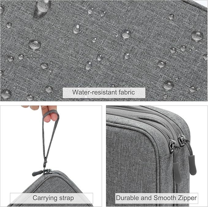 FYY Electronic Organizer, Large Travel Cable Organizer Bag Pouch Electronic Accessories Carry Case Portable Waterproof Double Layers All-in-One Storage Bag for Cable, Cord, Charger, Phone, Dark Grey