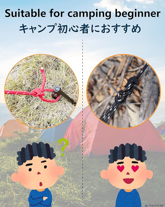 Rope Tensioner Aluminum Alloy Camping Tent Guyline Cord Adjuster Camping of Gear for Camping, Hiking, Backpacking Ultralight Tent Stakes Guy Lines (Black, 40 Pack)