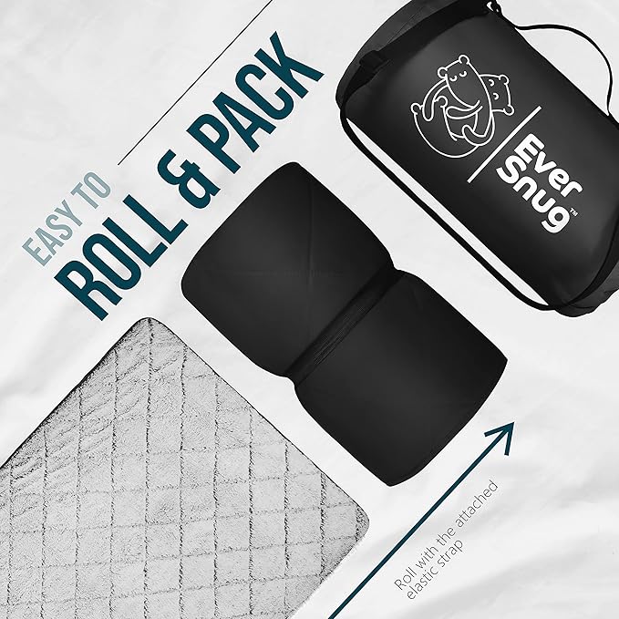 EverSnug Sherpa Waterproof Camping Blanket - Extra Thick and Warm, Large Sherpa Fleece Outdoor Blanket for Camping, Picnics, Beaches, Stadiums, Pets - Washable and Windproof for Cold Weather (Black)