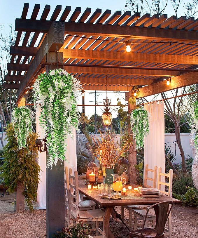 Hanging Monkey Grass Artificial Plants with Lights Outdoor Faux Hanging Plants Indoor Artificial Hanging Plants Wall Decor Fake Hanging Planta for Wall House Room Patio Bedroom Decoration(White)