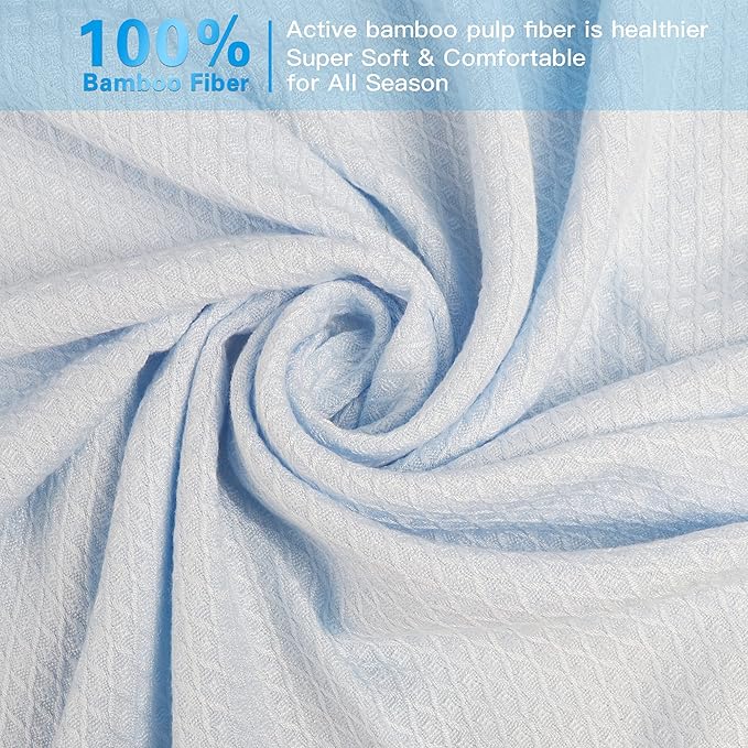 AmyHomie Cooling Blanket King Size, 100% Rayon Derived from Bamboo, Cool Summer Blanket for Hot Sleepers, Soft Comfy Lightweight Blankets for All Seasons(Blue, 90×108in)