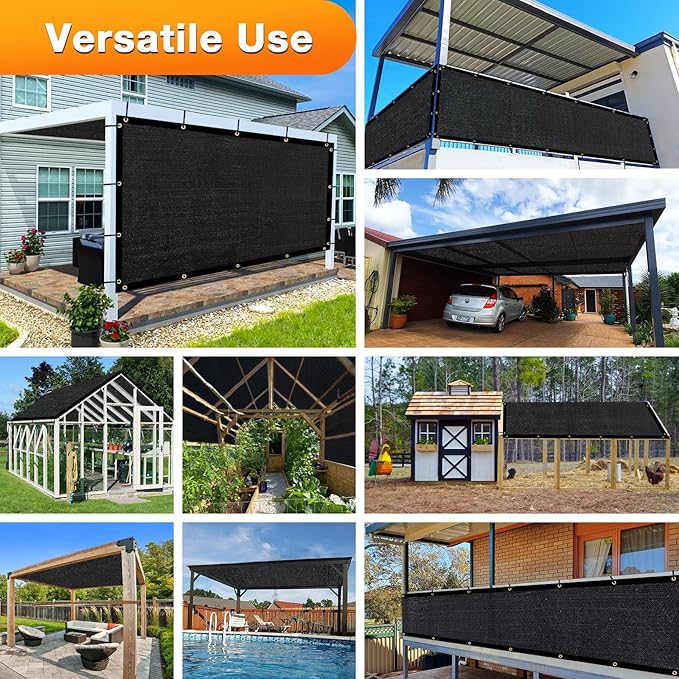 Artpuch Outdoor Pergola Shade Cover 15x21 FT Sun Shade Cloth with Grommets Black 90% UV Protection Canopy Patio Privacy Screen (Customized Available)