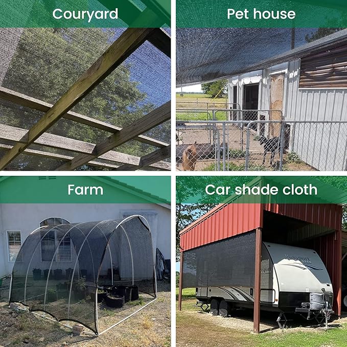 50% 14 X 20 FT Black Shade Cloth, Outdoor Woven Sun Shade with Grommets, Durable Breathable Netting Shading Antifreezing for Patio, Garden, DIY Home, Plants Cover, Greenhouse, Dog Kennel