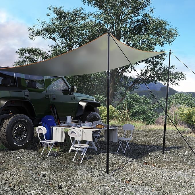 WILDROAD Tarp Poles Tent Poles Canopy Poles 7.7 ft, Telescoping Aluminum Poles with Non-Slip Aluminum Cone Bottom, Portable and Lightweight Camping Gear for Camping and Awnings, Set of 4