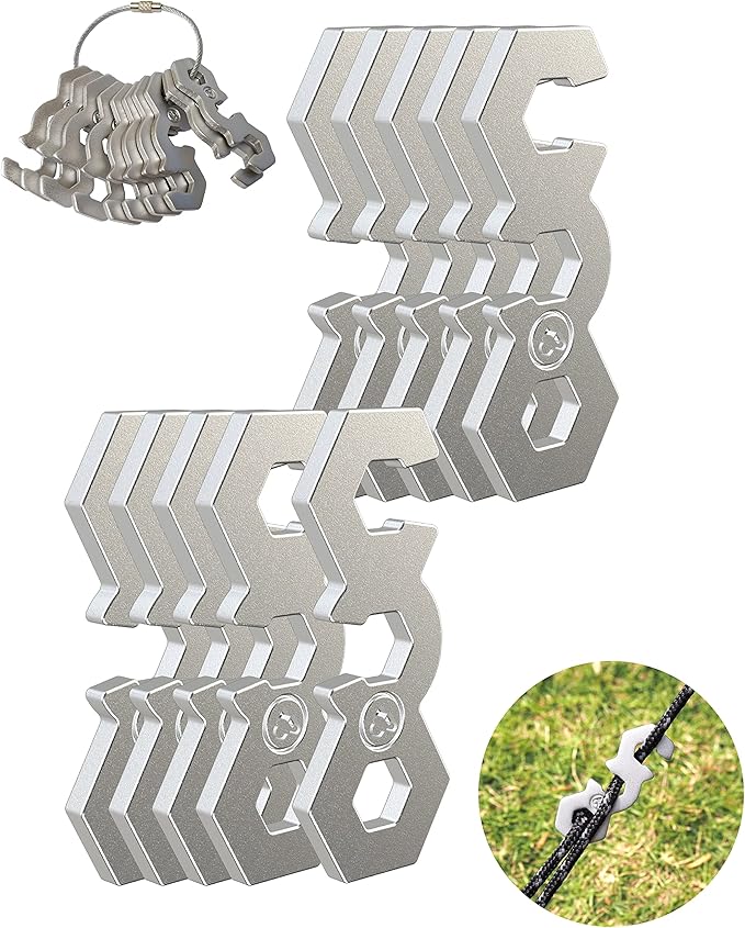 NACETURE Aluminum Alloy Rope Tensioner Tent Guyline Cord Adjuster for Camping, Hiking, Backpacking