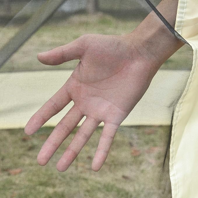 Outsunny Pop Up Camping Canopy Gazebo Screen Shelter Tent with Single Person Easy Set-Up, Ventilating Mesh, Portable Carry Bag for Outdoor Camping Party Event, 7x7FT, Beige