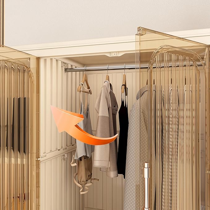 Collapsible Expandable Wardrobe Closet, Multi-Function Plastic Wardrobe,Wardrobes Storage Cabinet (12 Cubes+1 Hanging Rod)