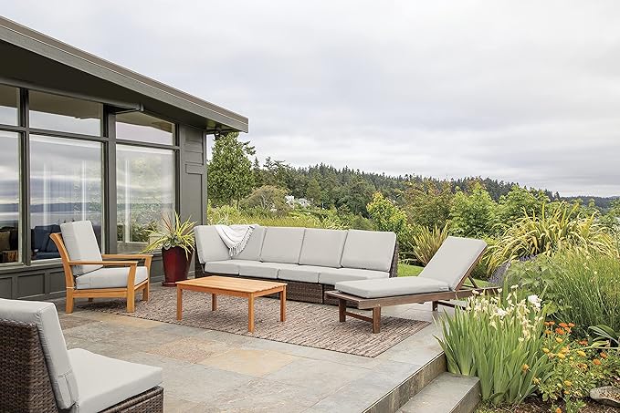 Classic Accessories Ravenna Water-Resistant 19 x 19 x 3 Inch Patio Seat Cushion, Mushroom, Chair Seat Cushion