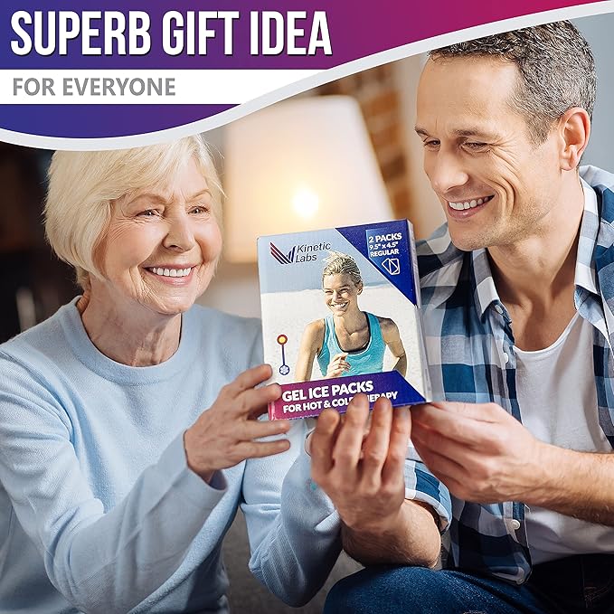 Gel Ice Packs for Injuries Reusable (2 Pack) 9.5" x 4.5" – Gel Cold Packs by Kinetic Labs – Flexible & Soft Packs for Knee, Shoulder, Back (Regular)