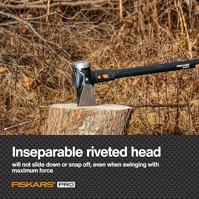 Fiskars 8 lb. Splitting Maul - 36" Shock-Absorbing, Comfort Grip Handle - Rust Resistant Forged Steel Blade - Wood Splitter Maul for Hardwood - Split Wood for Campfires - Bushcraft Gear