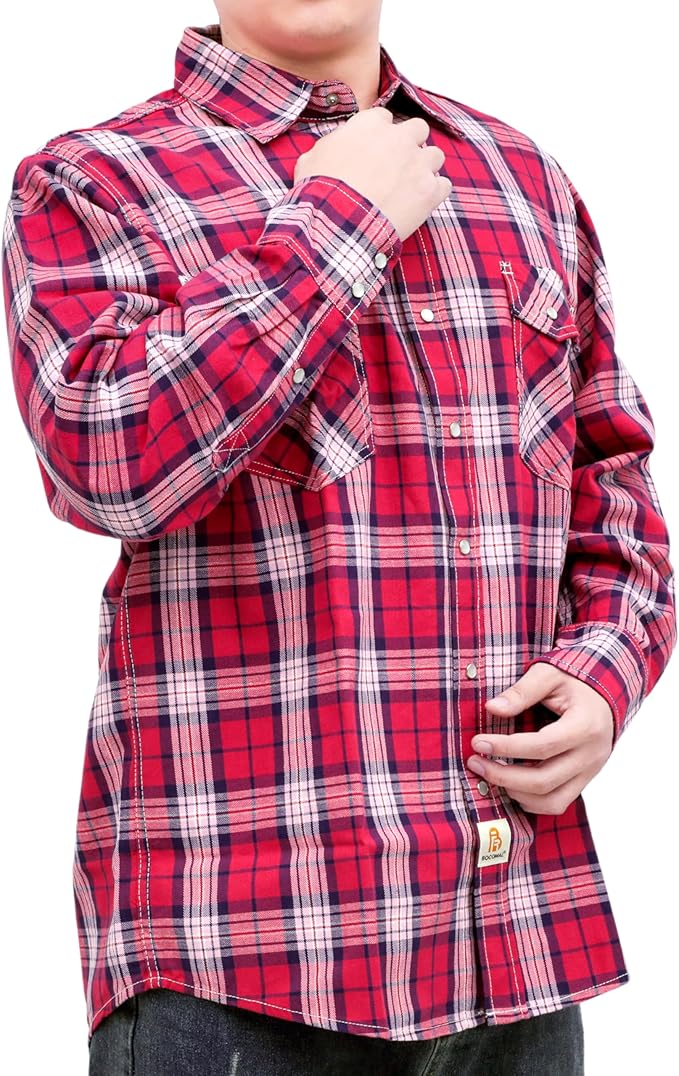 BOCOMAL FR Shirts 6.25oz Lightweight Welding Shirts Flame Resistant Men's Fire Retardant Shirt