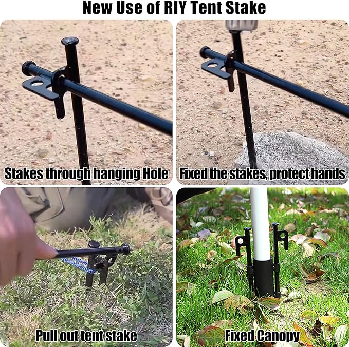 12 Pack Tent Stakes Heavy Duty Metal Tent Pegs for Camping Steel Tent Stakes 8 inch Unbreakable and Inflexible