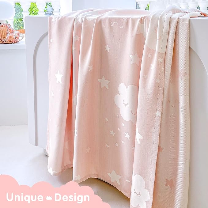 AmyHomie Cooling Blanket for Kids, Soft Comfy Summer Throw Blanket for Hot Sleepers, Girls & Boys (1-12 Years), Pink Cloud (50x60in)