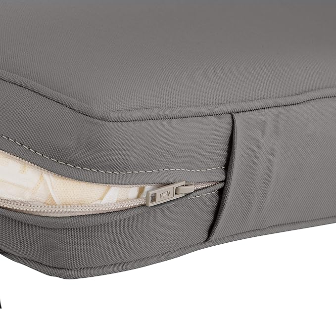 Classic Accessories Montlake Water-Resistant 19 x 20 x 4 Inch Patio Lounge Back Cushion, Light Charcoal Grey, Outdoor Loveseat Cushions