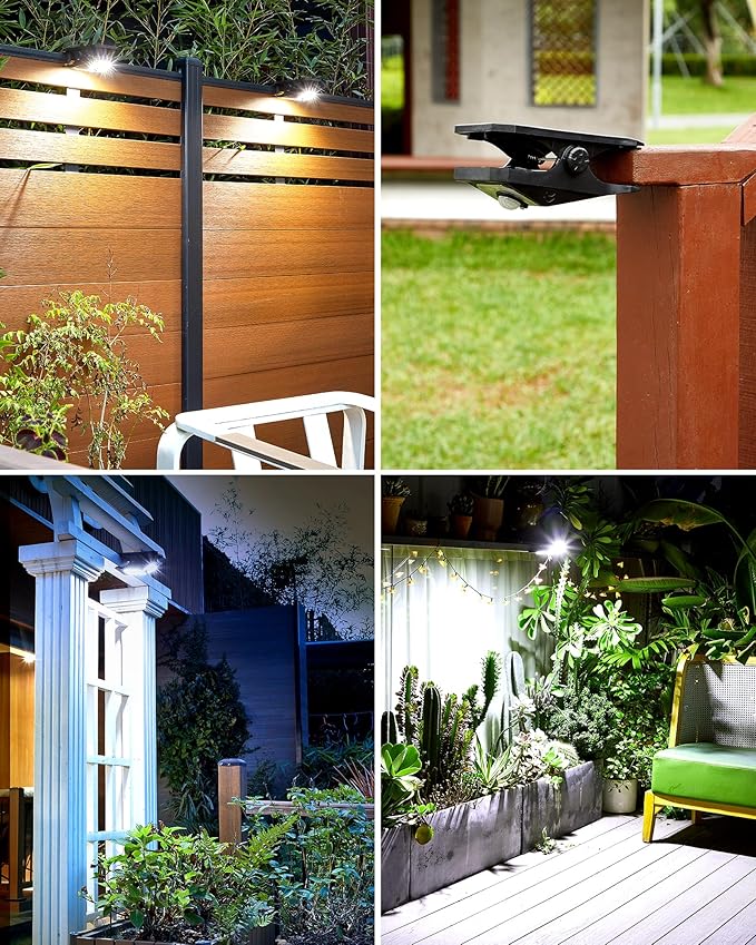 45Leds Solar Motion Sensor Lights Outdoor, Clip on Solar Lights Outdoor Waterproof, High Bright Solar Powered Security Lights for Outside Fence Chain Link Camping (4, 45 LED)