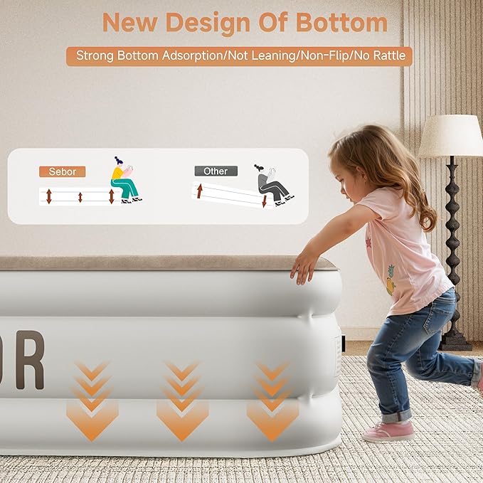 Air Mattress Full with Built-in Pump 18", Comfortable Self-Inflating Air Mattress with High-Speed Pump, Durable Blow Up Mattress Full with Storage Bag for Guests, Camping, Travel