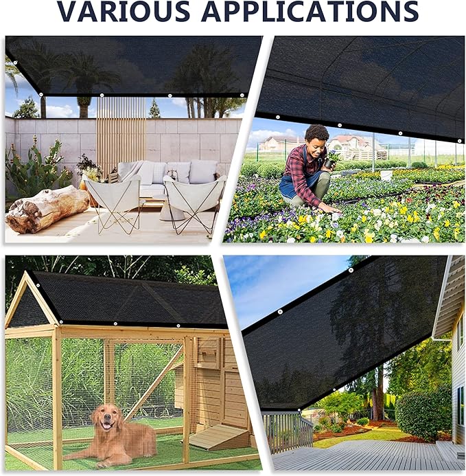 VICLLAX 30% Shade Cloth, 13x14FT Durable Black Mesh Trap with Every 3 FT Grommet, Sun Shade Fabric Netting for for Plants Cover, Greenhouse, Chicken Coop, Barn Kennel, Garden Patio