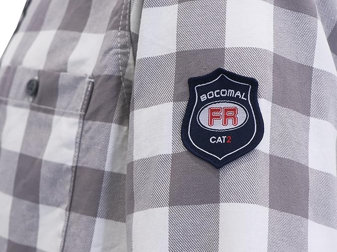 BOCOMAL FR Shirts Flame Resistant 100% C NFPA2112 7.5oz Men's Fire Retardant Welding Shirt