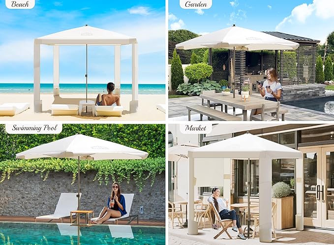 Beach Cabana, 6.2' x 6' Portable Canopy with Side Wall, 4 Adjustable Height, UPF 50+ UV Protection, Easy to Set Up Tent, Waterproof Beach Shelter for Outdoor Patio