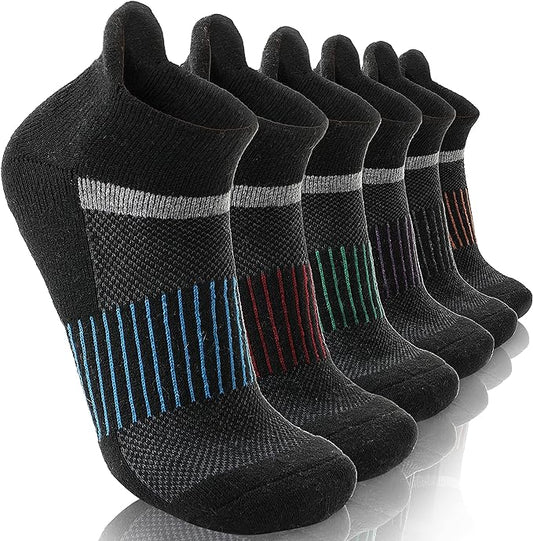 6 Pairs Merino Wool Ankle Running Hiking Socks Compression Support Breathable Thick Cushion No Show Socks for Women Men