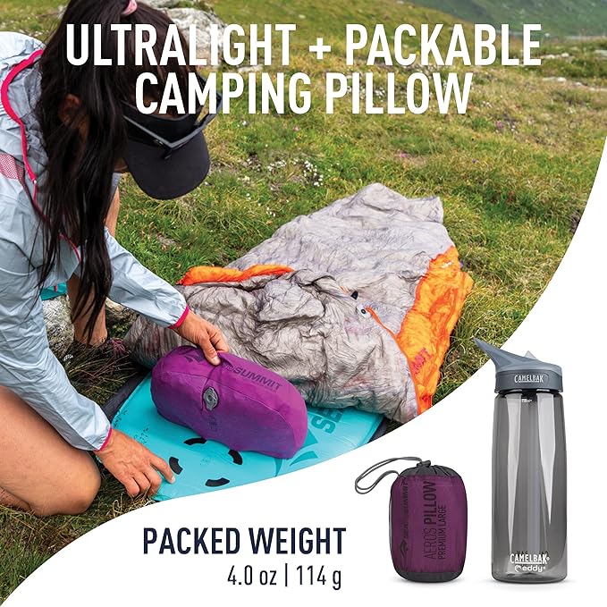 Sea to Summit Aeros Premium Inflatable Travel Pillow, Large (16.5 x 11), Magenta