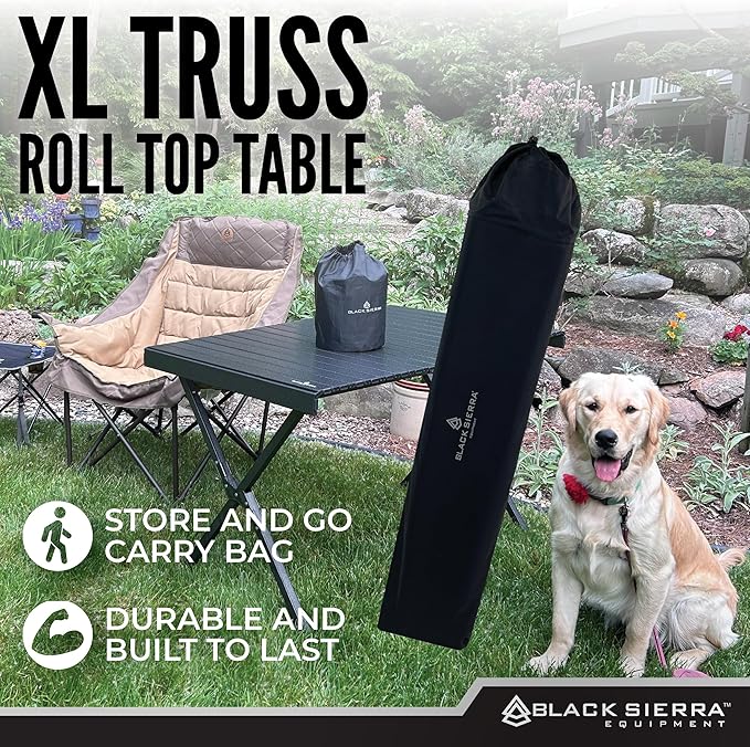 Black Sierra XL Folding Portable Camping Table, Lightweight Table for Indoor/Outdoor use, Tailgating & Picnic, Foldable Outdoor Carry Bag