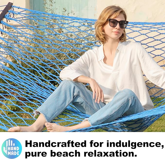 14ft Cotton Rope Hammocks for 2 Person (Aqua, Queen)