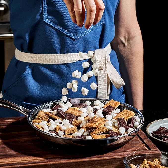 HexClad Hybrid Nonstick 10-Inch Frying Pan with Tempered Glass Lid, Stay-Cool Handle, Dishwasher-Friendly, Oven-Safe Up to 900°F, Induction Ready, Compatible with All Cooktops