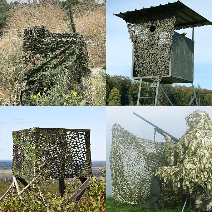 Camo Netting Camouflage Netting 20x20 10x20 10x10 Bulk Roll Burlap Camo Tarp Sunshade Net for Hunting Blind Dinosaur Birthday Jungle MilitaryTheme Party Decoration Camping Shooting