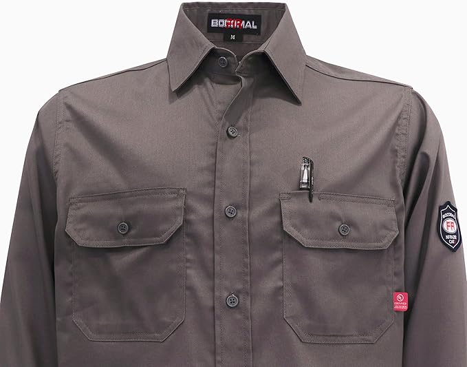 BOCOMAL FR Shirts 6.25oz Lightweight Welding Shirts Flame Resistant Men's Fire Retardant Shirt