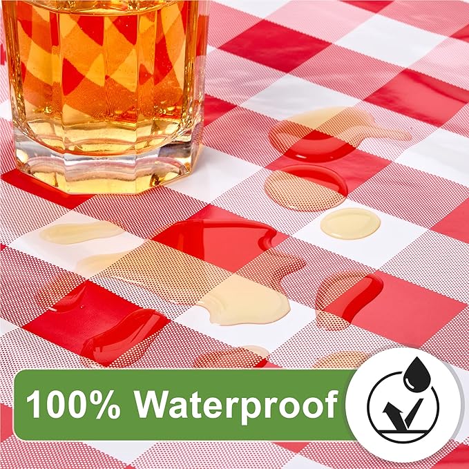 Hudson Comfort Picnic Table Cover with Bench Covers – 500 GSM Reusable Heavy Duty Vinyl Outdoor Table Cover - Waterproof Picnic Tablecloth with Carry Case (Red, 72 Inch (6 Feet))