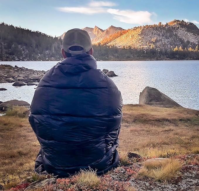 Down Camping Blanket - Puffy, Packable, Lightweight and Warm | Ideal for Outdoors, Travel, Stadium, Festivals, Beach, Hammock | 650 Fill Power Water-Resistant Backpacking Quilt