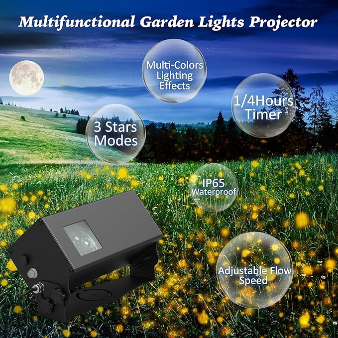 AIRIVO Outdoor Laser Lights Projector, 5 Color Motion Firefly Lights Star Show Projection Light, Christmas Projector Light with Remote Control for Holidays Halloween Decoration Home, Garden, Patio
