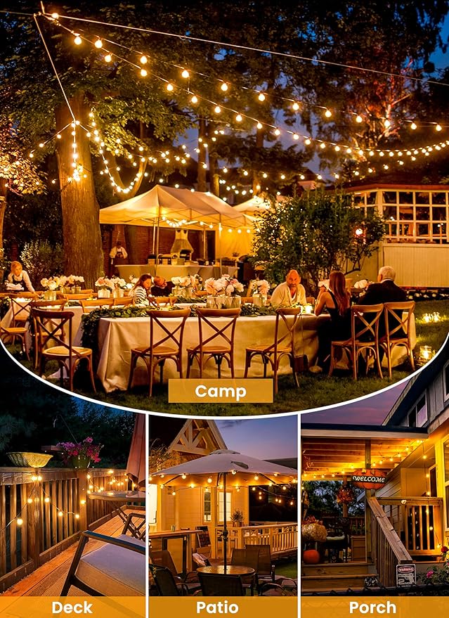 Brightown 208FT Solar String Lights Outdoor with Remote and 102 LED Shatterproof Bulbs, Dimmable & Timable, 3 Light Modes, Solar Patio String Lights Outdoor for Cafe, Garden, Deck, Outside Wedding