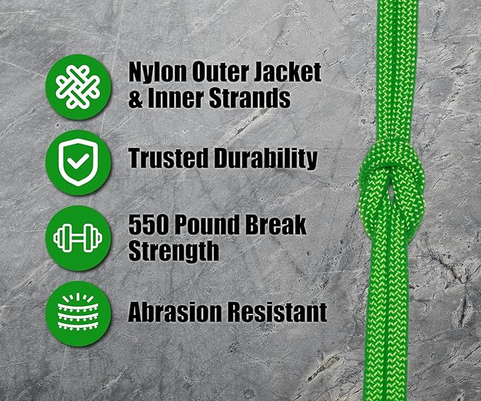 BORED? PARACORD! 550 lb Paracord - Ideal for Crafting, Camping, DIY Projects, Active & Military Outdoors - Strong Survival Rope - Tactical Parachute Cord Type III - Neon Green 1000 Feet