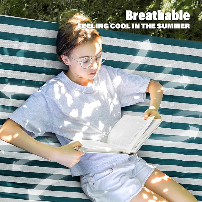 Patio Watcher 13 FT Quick Dry Textilene Hammock - Outdoor Double Hammock - Heavy Duty Hammocks for Outside - 450 lbs Capacity - Green White