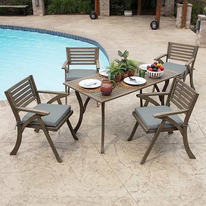 Arden Selections Rocking Chair Cushion, 19 x 18, Rain-Proof, Fade Resistant, Cushions for Rocking and Outdoor Chairs 19 x 18, Stone Grey Leala (Pack of 4)