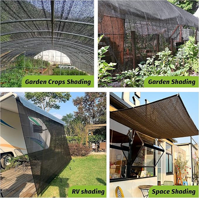 Garden expert 75% Black Shade Cloth 8x12FT Taped Edge with Grommets Sun Net Mesh for Garden Patio Backyard UV-Resistant