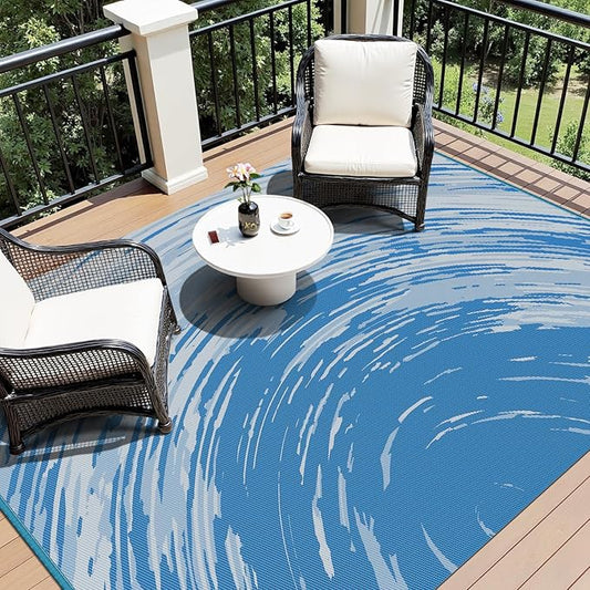 COCOER Modern Outdoor Rug 8x10 Reversible-Waterproof Outdoor Patio Rug-Quick Dry Outdoor Area Rugs Indoor Outdoor Rugs-Outside Rug Patio Decor for Porch Deck Balcony Backyard
