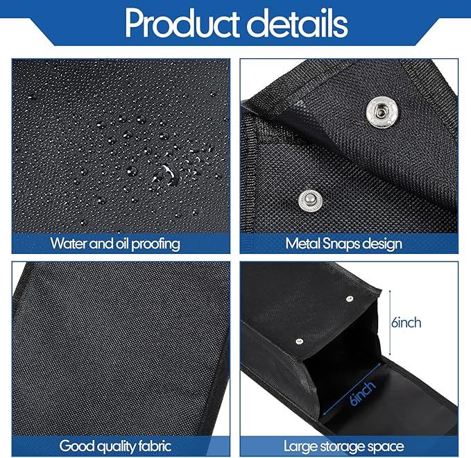 Grill Utensil Storage Bag BBQ Tool Storage Bags Barbecue Hardware Tool BBQ Utensil Holder Pouch Oxford Cloth Accessory Foldable for Camping Hiking(1 Pcs,Black)