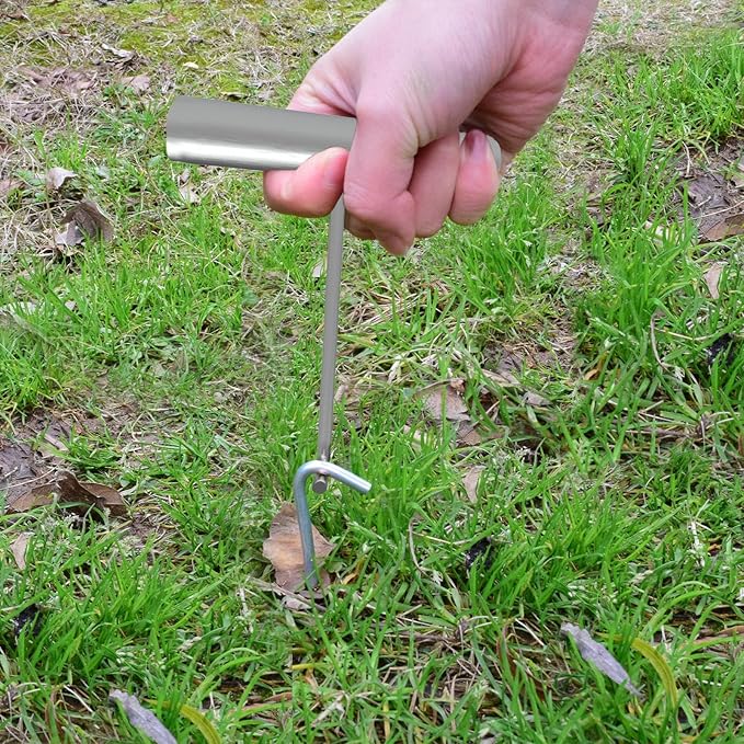 9 Inch Tent Stakes with T Hook, Tent Stakes Metal, Heavy Duty Tarp Camping Stakes, Metal Stakes for Inflatables Outdoor Decorations, 25 Pack