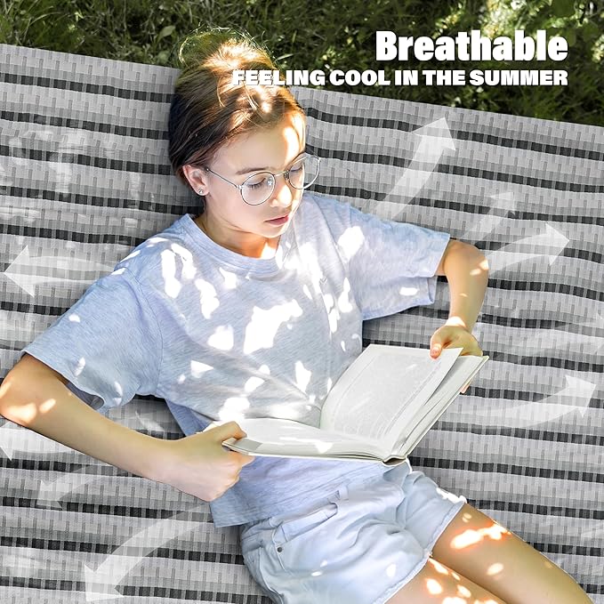 Patio Watcher 13 FT Quick Dry Textilene Hammock - Outdoor Double Hammock - Heavy Duty Hammocks for Outside - 450 lbs Capacity - Grey Plaid