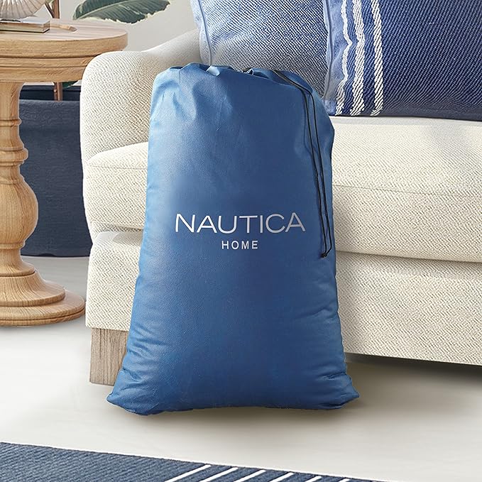 Nautica Home 18" Cool Comfort Size Queen Premium Air Mattress with Pillow Top, Raised Inflatable Airbed, Comfort Coil Technology, Built-in Pump, Anti-Leak Vinyl, Storage Bag