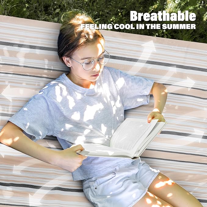 Patio Watcher 13 FT Quick Dry Textilene Hammock - Outdoor Double Hammock - Heavy Duty Hammocks for Outside - 450 lbs Capacity - Beige Black