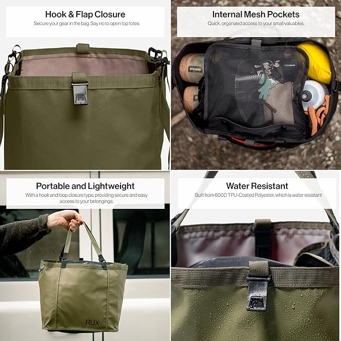25L Modular Utility Tote (Green) - Lightweight, Flexible Tote Made For Modular Organization - Use It Inside The RUX 70L Or Solo For Everyday Carry And Camp Essentials