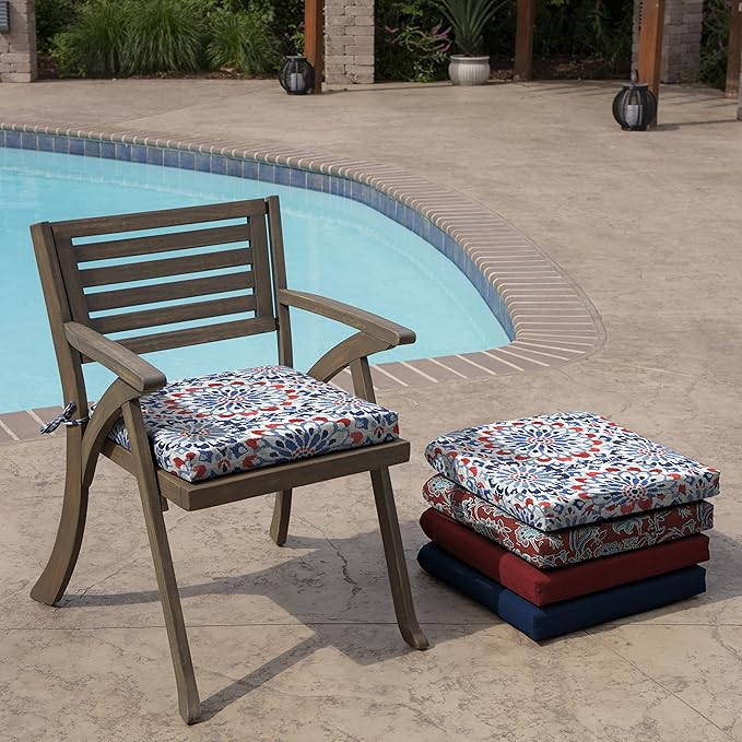 Arden Indoor/Outdoor Seat or Rocking Chair Cushion, 19 x 18, Water Repellent, Rain Proof, Fade Resistant Cushion for Rocking or Dining Chairs Clark Blue