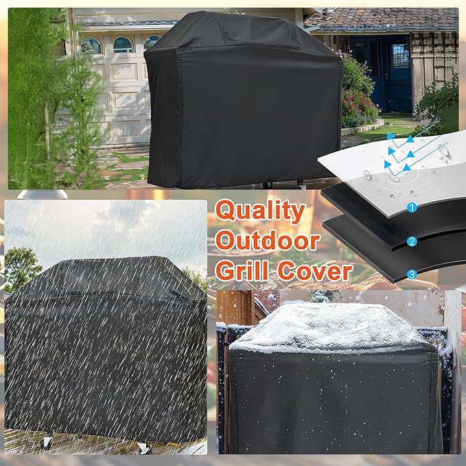 3-Burner BBQ Propane Gas Grill with Side Burner, 40,500 BTU Stainless Steel Patio Barbecue Grill with Waterproof Cover, Pull Out Grease Tray, For Camping, Outdoor Cooking (Style1)